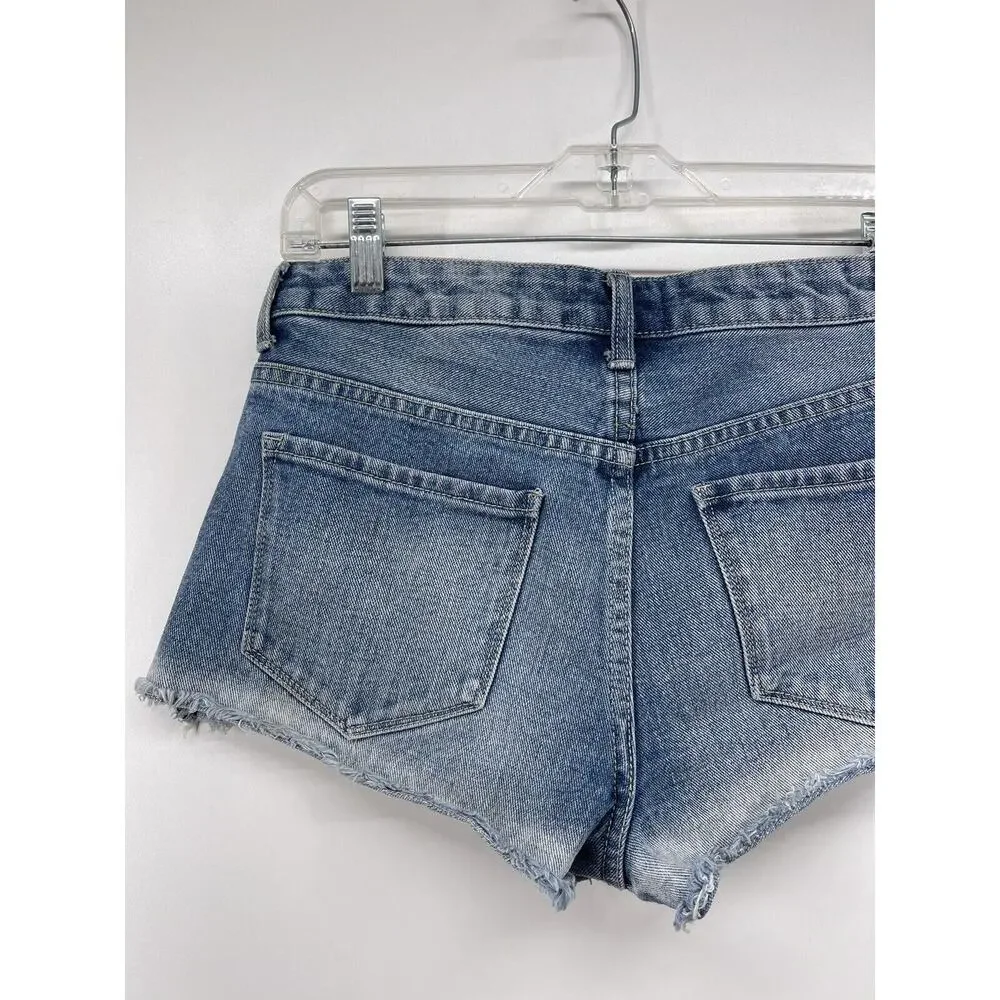 Forever 21 Jean Shorts Womens Sz 27 Cutoffs Blue Denim‎ Cotton Light Wash Frayed